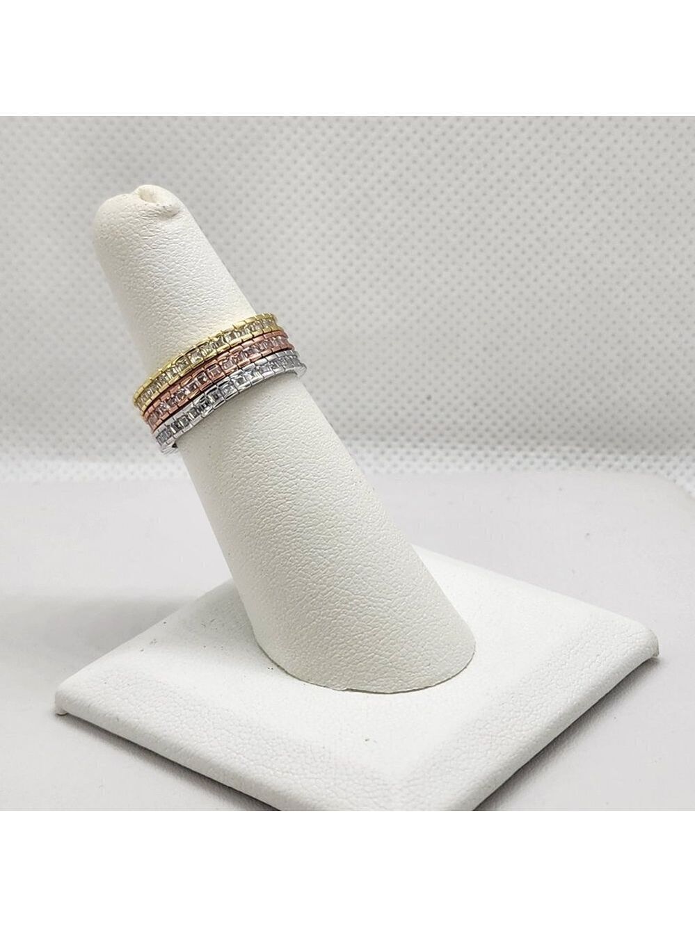 Brand New Sterling Silver 925 3pc Tricolor Gemstones Ring